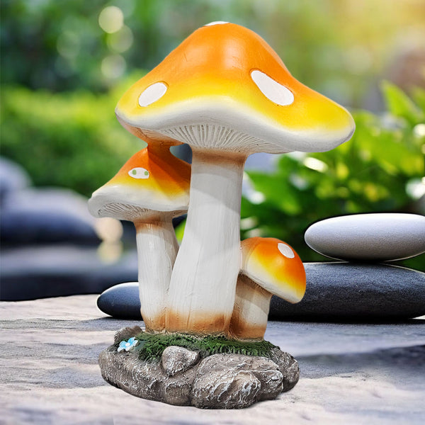 Outdoor Decor Garden Ornament, 12" Mushroom Statue Patio Decor by Sona Casa