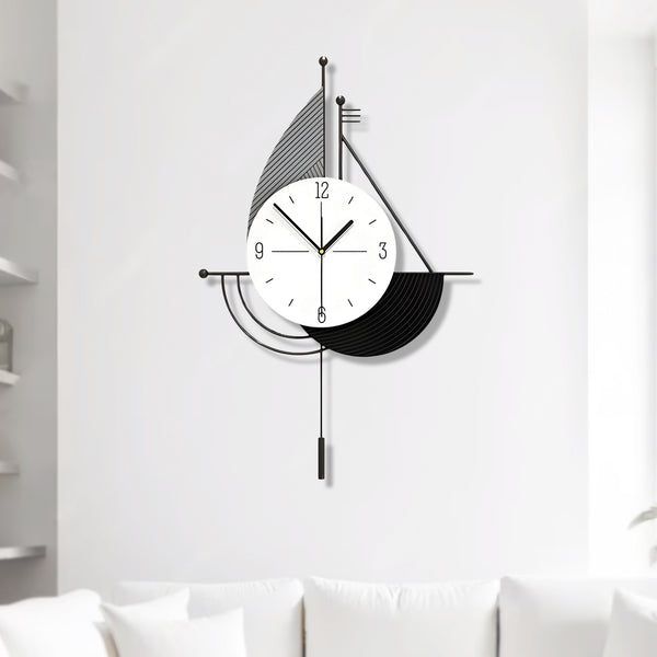 Decorative Wall Clock, 24" Abstract Metal Clock, Quiet, Battery Operated Home Office Decor by Sona Casa