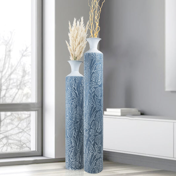 Luxury Metal Tall Vases, Large Floor Vase Set of 2, 32" and 40" Living Room, Home, Office Decor-Sona Casa