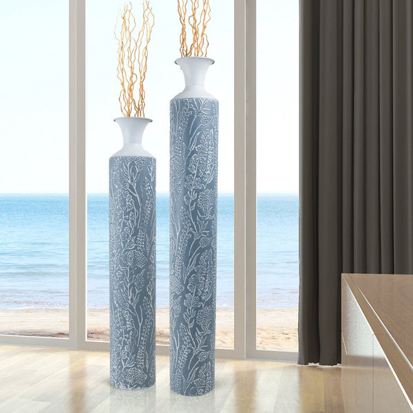 Luxury Metal Tall Vases, Large Floor Vase Set of 2, 32" and 40" Living Room, Home, Office Decor-Sona Casa