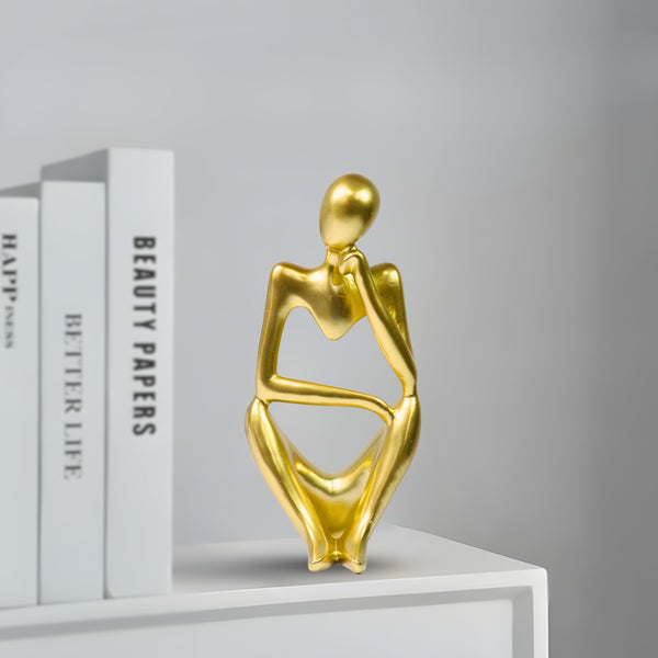 Small Abstract Thinker Statue Decor for Living Room, Gold Decorative Accent for Home, Office 9 inch, 23 cm by Sona Casa