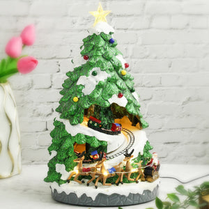 Large Animated Christmas Tree with 2 Moving Trains, Village, Lights and Music - Unique Christmas Decor for Home, Office, or Room and a Thoughtful Christmas Present by Sona Casa