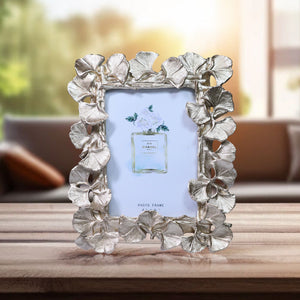 3D Picture Frame for 4x6 inch Photo, Gold Copper Ginkgo Leaves Photo Frame Border, Handmade Frame, 8 inch 22 cm by Sona Casa
