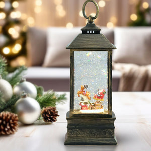 Magical Christmas Snow Globe Lantern, 10" Holiday Decor, Xmas Gift by Sona Casa