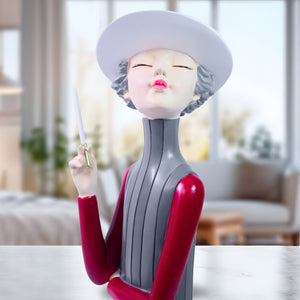 Woman Bust Statue with Hat and Cigarette, Classy Decorative Statue for Bedroom, Dresser, Vanity Table, Coffee Table Centerpiece Ladies Gift 13 inch 33 cm by Sona Casa
