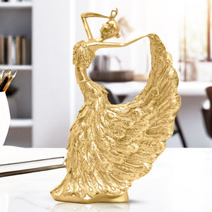 Golden Peacock Feather Polyresin Figurine - Elegant Shelf And Table Decor For A Modern Touch by Sona Casa