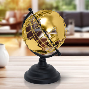 Golden Antique Globe, 10" Metal Decor Accent Tabletop Centerpiece by Sona Casa