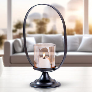 Metal Tealight Holder With Glass Container, 10" Mantle, Shelf, Altar, Table, Desk Decor, Home Office Ornament, Gifts by Sona Casa