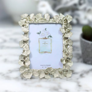 5x7 inch Photo Frame, 3D Golden Ginkgo Leaves Picture Frame Border, Handmade Decorative Frame 9 inch 23 cm by Sona Casa