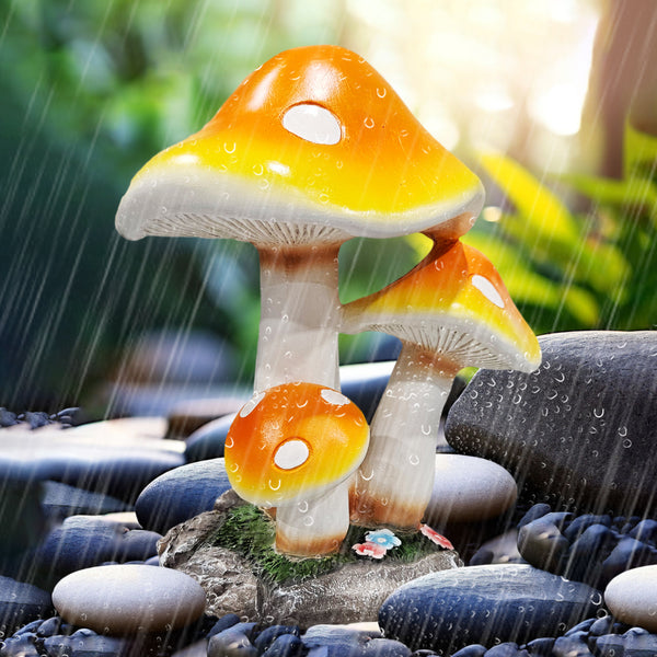 Outdoor Decor Garden Ornament, 12" Mushroom Statue Patio Decor by Sona Casa