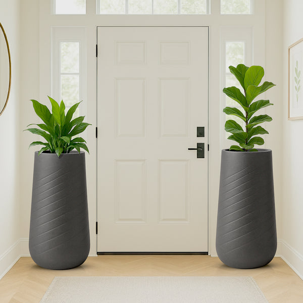 Set of 2 Modern Tall Indoor Self Watering Decorative Plant Pot, 33 in Contemporary Flower Pot Home, Office, Garden Decoration, Gift-Sona Casa