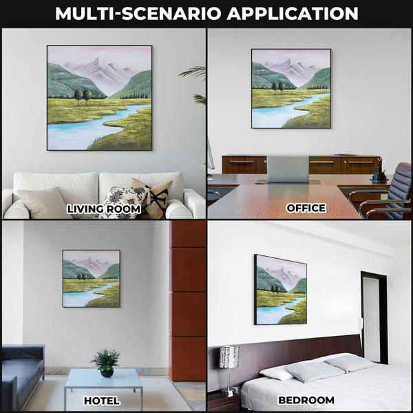 Mountain Creek Impasto Canvas, 31" 3D Textured Wood Framed Landscape Art by Sona Casa