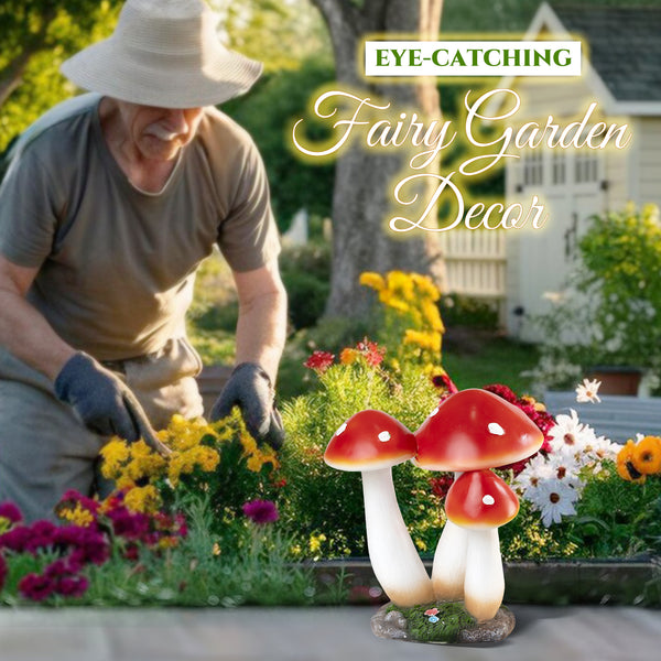 Outdoor Decor Yard Ornaments, 15" Mushroom Sculpture, Red Figurine, Garden Patio Front Porch Lawn Decor, Gifts by Sona Casa