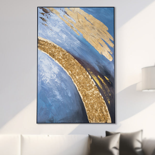Large Abstract Impasto Canvas, 47" Framed Wood Textured Wall Art Home Decor by Sona Casa