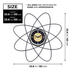 Minimalist Luxury Large Black Yellow Metal Star Decorative Wall Clock, 60 cm Silent Non-Ticking, Living Room Decor Gift by Sona Casa