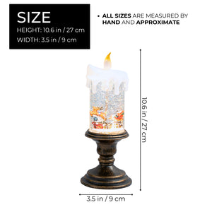 Christmas Snow Globe Lantern with Santa, Snowflakes 11" Xmas Ornament by Sona Casa