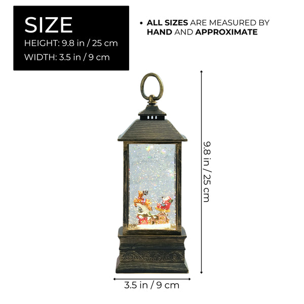 Magical Christmas Snow Globe Lantern, 10" Holiday Decor, Xmas Gift by Sona Casa