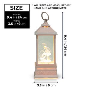 Winter Wonderland Christmas Decor, 9" Snow Globe Pink Glitter Lantern, Gift by Sona Casa