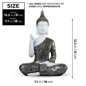 Small Meditating Buddha Statue 12" Tabletop Centerpieces Home Decor Gifts, Desktop, Shelf Shrine Ornament by Sona Casa
