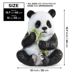 Large Panda Statue, 16" Lawn Ornaments, Indoor Outdoor Garden Patio Decor by Sona Casa