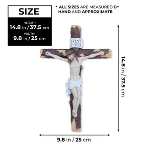 Jesus On Cross Wall Decor, 15" Crucifix Altar Decorative by Sona Casa