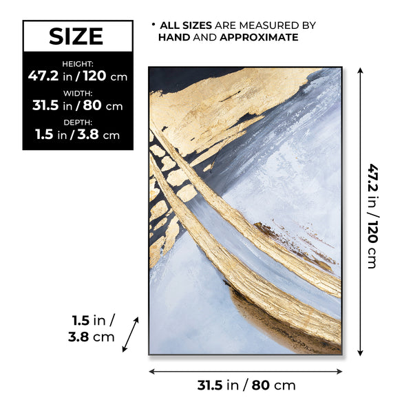 Abstract Large 3D Gold Black Wall Art, 47" Thick Textured Painting Decor by Sona Casa