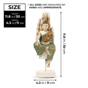 Small Buddha Statue 12" Desktop Tabletop Decor for Home, Prayer Room, Pooja, Feng Shui Good Fortune, Housewarming Gift by Sona Casa