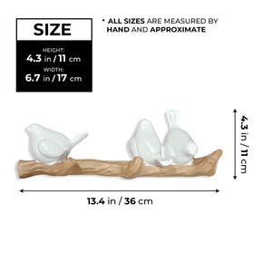 3-Hook Bird Polyresin Wall Hanger, 13" Coats, Hats, Towels Hanger Organizer by Sona Casa