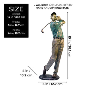Golf Figurine Statue, Polyresin Sculpture, 15" Large Golfer Decor by Sona Casa