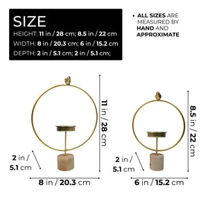 Large and Small Tealight Candle Holder Pair, 11" and 9" Metal Home Decor by Sona Casa