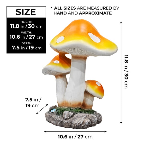 Outdoor Decor Garden Ornament, 12" Mushroom Statue Patio Decor by Sona Casa