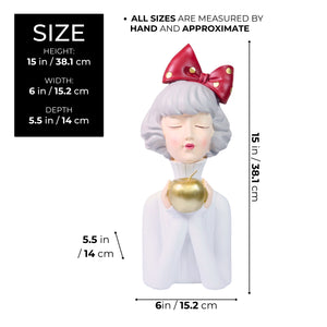 Chic Female Statue Tabletop Decor, Office Cubicle Decor, Coffee Table Ornament, Bedroom Dresser Vanity Table Decor White Gold Polyresin 15 inch 38 cm by Sona Casa