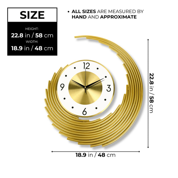 Large Gold Wall Clock 23" Metal Silent Analog Clock, Wall Decor for Home, Office, Living Room , Gifts-Sona Casa