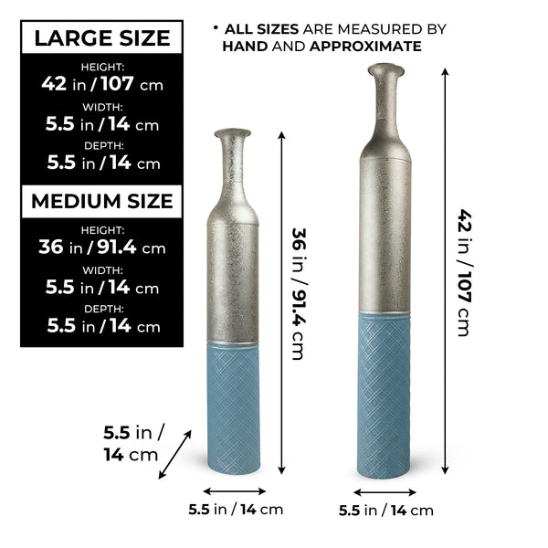 Large Metal Floor Vases, Tall Vase Set of 2, 42" and 36" Large Decorative Pots for Pampas Grass by Sona Casa