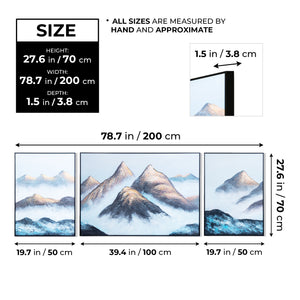 Impasto Mountain Scenery Set of 3 Wood Canvas Art, 28" Thick Textured by Sona Casa