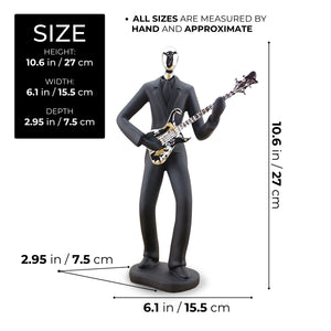 Musician Statue, Black Sculpture, Home Decor Gift for Musicians, Guitarists 11 inch 27 cm by Sona Casa
