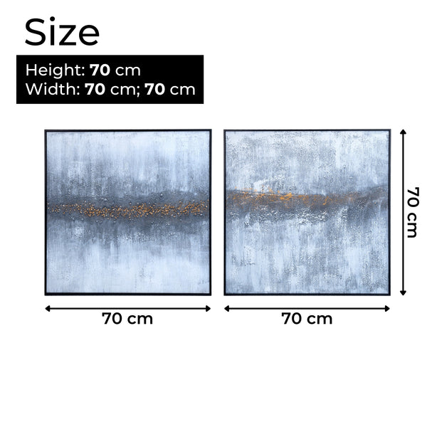 Large Abstract Canvas Art Duo, 28" Textured Wood Framed Minimalist Decor by Sona Casa