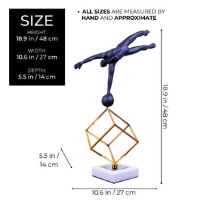 Gymnast Sculpture, 19" High-Quality Metal Figurine Statue, Marble Base Home Office Shelf Table Desk Decor by Sona Casa