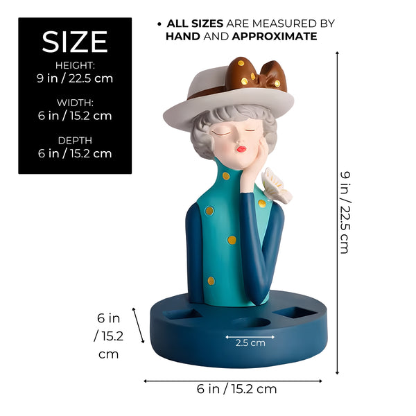 Makeup Storage Organizer, 9" Vanity Table Decorative Statue, Vase by Sona Casa