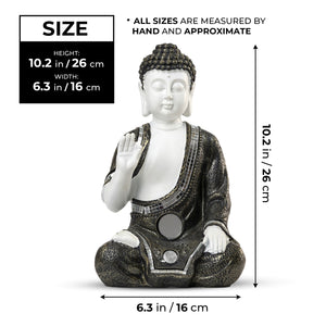 Small Buddha Statue, Antique White Decor, 10" Altar Meditation Room Decor by Sona Casa
