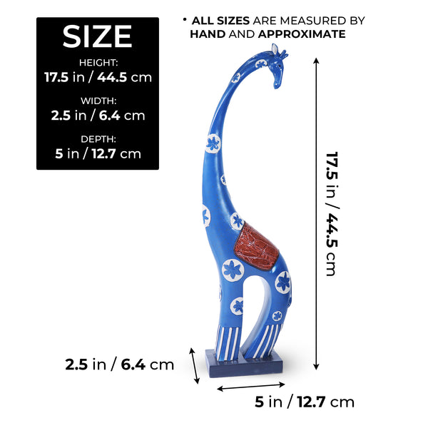 Blue Giraffe Statue, Polyresin Home Office Decor, 18" Tabletop Centerpiece by Sona Casa