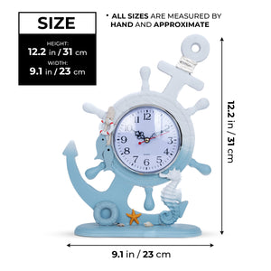 Wooden Anchor with Clock Decorative Tabletop Statue, Marine Decor, Cottage, Office, Bedroom, Living Room, Home Decoration, Gift by Sona Casa