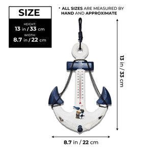 Anchor Wall Mount Coat Rack, Hook & Built-In Thermometer, 13" Rustic Ocean, Beach Themed Decor, Nautical Gifts by Sona Casa