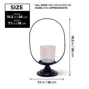 Metal Tealight Holder With Glass Container, 10" Mantle, Shelf, Altar, Table, Desk Decor, Home Office Ornament, Gifts by Sona Casa