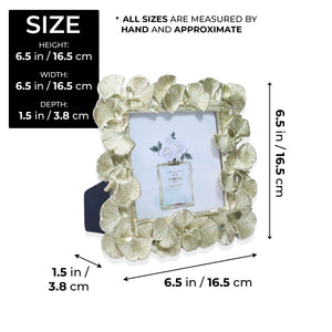 4x4 inch Photo Frame, Golden Ginkgo Leaves Frame Border, 3D Frame, Handmade Decorative Photo Holder 6 inch 16 cm by Sona Casa