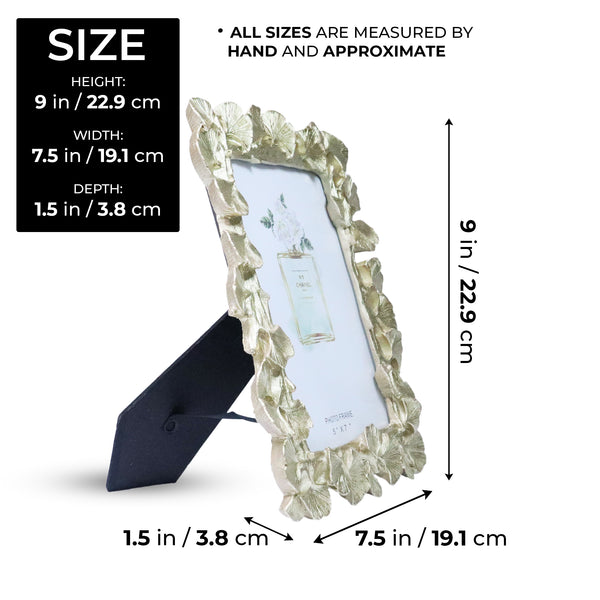 5x7 inch Photo Frame, 3D Golden Ginkgo Leaves Picture Frame Border, Handmade Decorative Frame 9 inch 23 cm by Sona Casa