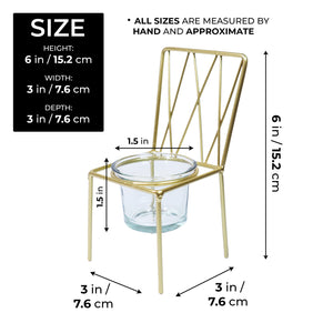 Gold Candle Holder, Chair Design, Metal Home Decor, 6" Centerpiece by Sona Casa