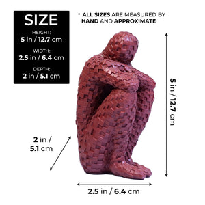 Small Abstract Thinker Statue, 5" Tabletop Centerpiece, Dark Red by Sona Casa