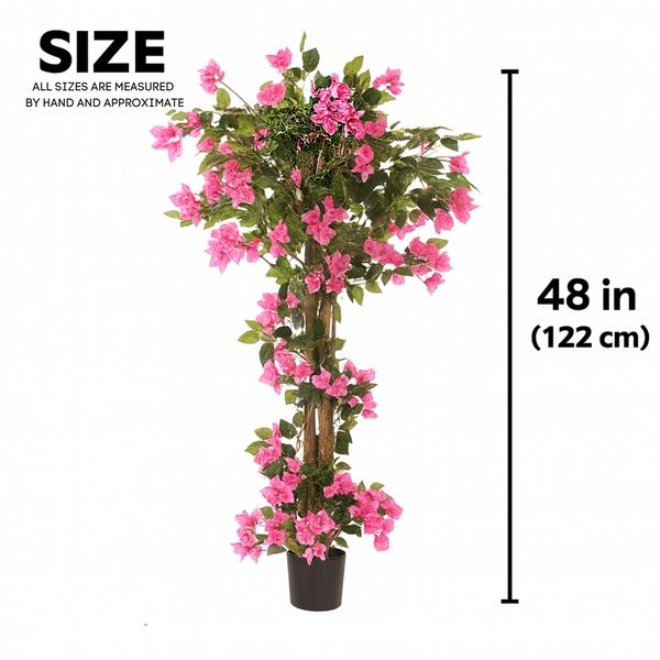 Artificial Bougainvillea Tree 4ft Pink Faux Bougainvillea Plant with Stable Base for Home & Office Decor, Housewarming Gift-Sona Casa