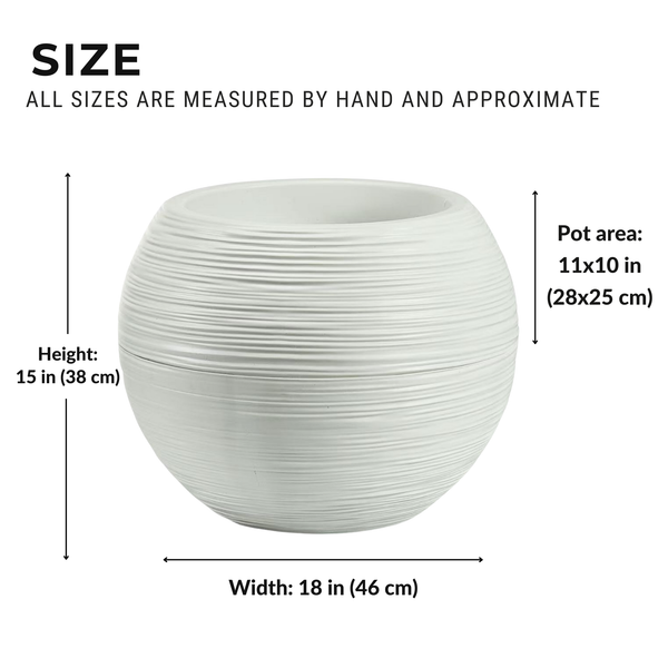 Round Self Watering Plant Pot, Indoor Home, Office, Patio, Front Porch, Decor, 18" Succulent Planter-Sona Casa